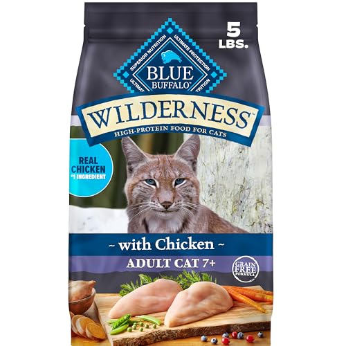 Blue Buffalo Wilderness with Chicken Natural High-Protein Grain-Free Dry Food for Adult Cats 7+,...
