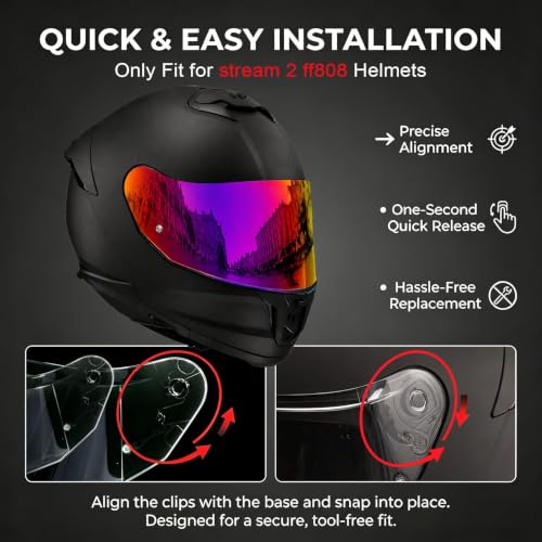 Image of PSLER Stream II Helmet Tinted Visor FF808 Face Shield Replacement for Stream II FF808