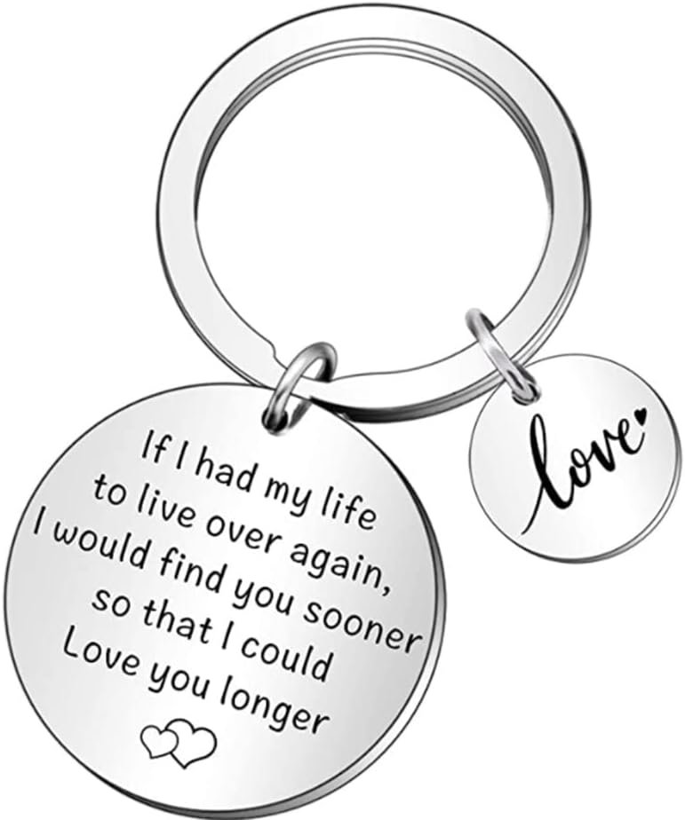 Miniatura 4 de Llavero de regalo de aniversario de Navidad para parejas, con texto en inglés "If I Had My Life to Live Over Again", llavero para novio, esposa,