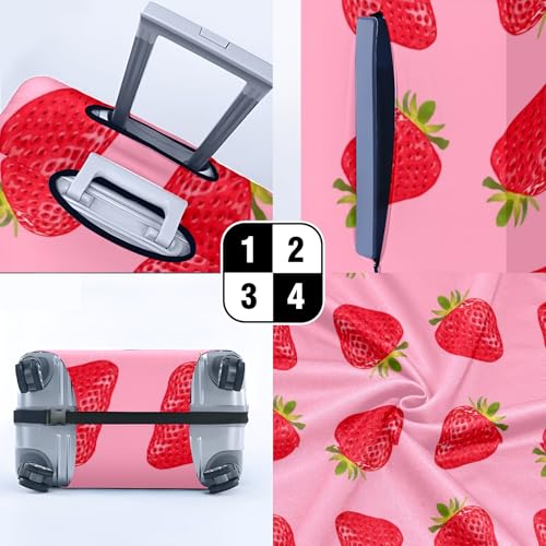 Travel Luggage Cover Suitcase Protector Scratch-Resistant Fit Not Included Suitcase Cute Strawberry Background L-26-28in4