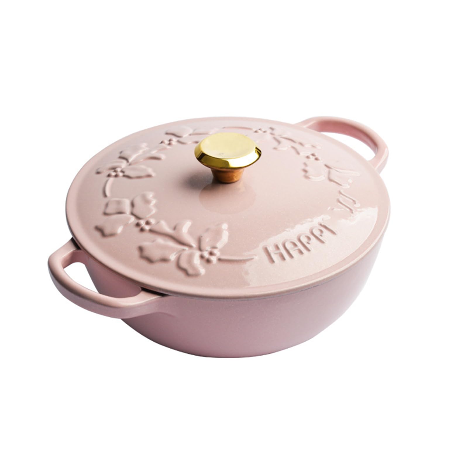 Mswborml Rosa Gusseiserner Topf mit Deckel Klein 2,5 L Schmortopf Induktion und Backofen, Robuster Schmortopf Gusseisen Gusseisen Bräter für Alle 