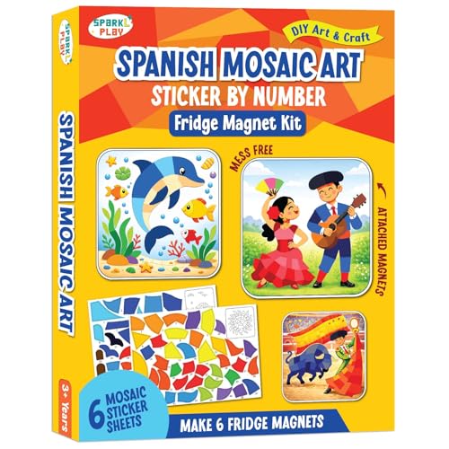 Image of SparkLPlay Sticker by Number | Mosaic Art Kit for Kids, 6 DIY Activities