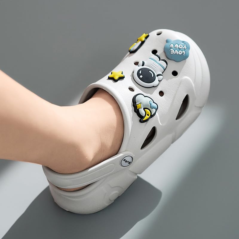 Summer Garden Shoes for Boys and Girls Unisex Pattern EVA Children's Shoes Lining Clog Kid Slippers White 26-27
