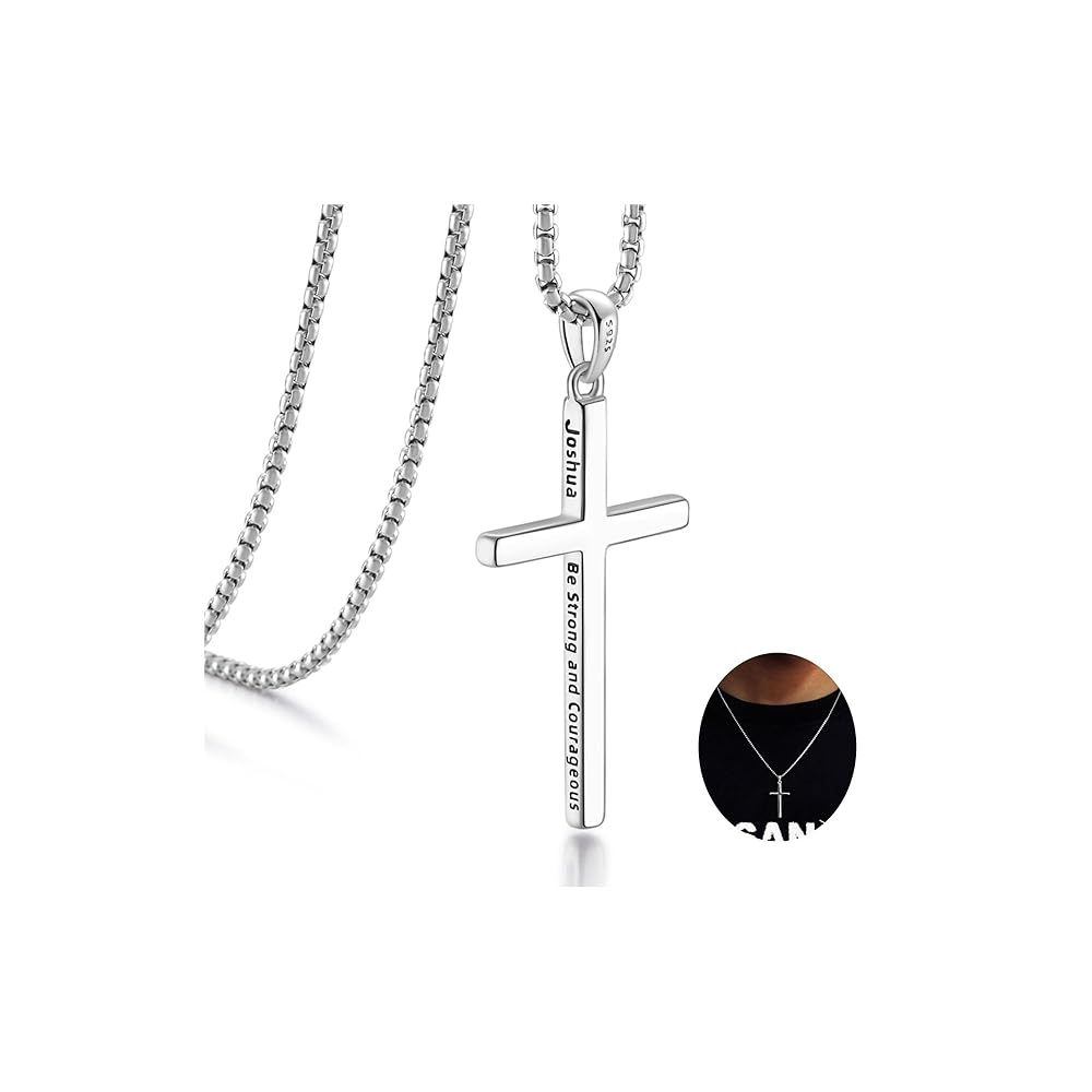 LOFITOR Sterling Silver Cross Necklace for Men Women 18K