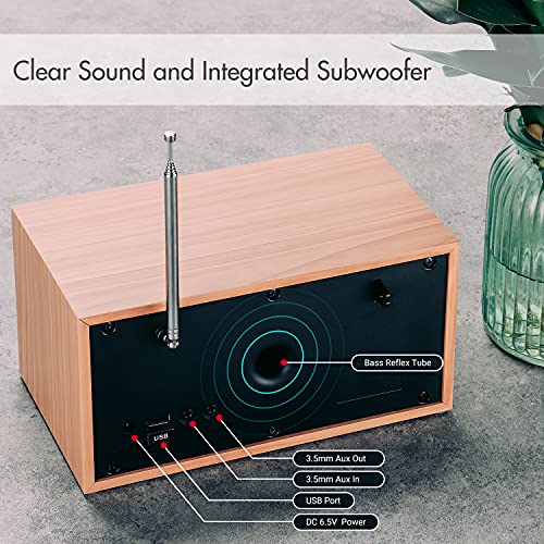 DAB+/FM Radio mit Bluetooth-August MB420-Digitales Küchenradio mit Holzgehäuse mit RDS-Funktion 60 Presets Hifi Lautsprecher 5W - Radiowecker mit Sleeptimer Alarm Snooze - USB/Aux-In/Aux-Out – Bild 7