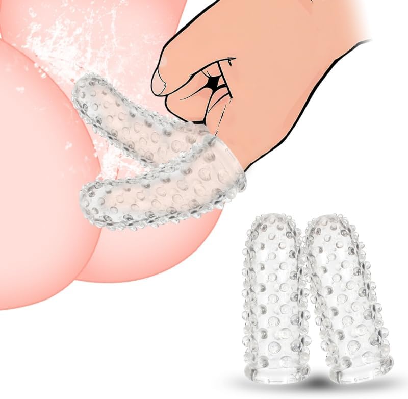2 piezas Condones para Dedos Juguetes Sexuales Femeninos, Vibrador de Dedo Estimulador del Punto G Juguetes Sexuales Anales, Novedades Sexuales BDSM