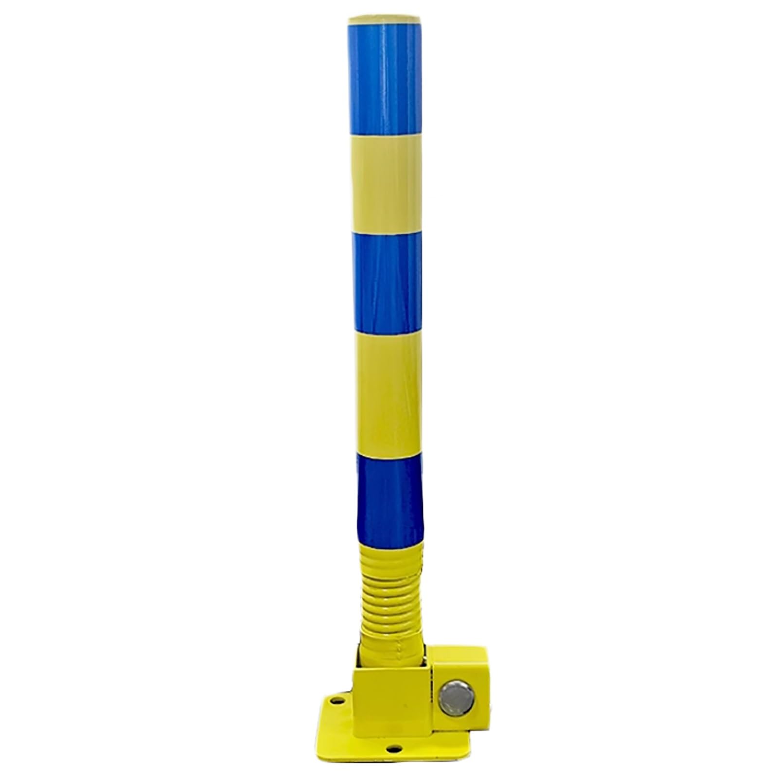 HCZKIUJY Folding Parking Barrier with Lockable Steel Bollard, Driveway Guard for Home and Garage Security (Blue Yellow 2 PCS)