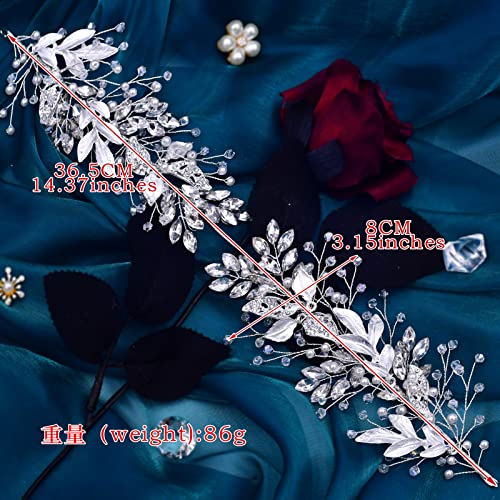 Lovfoiver Rhinestone Wedding Headband Handmade Leaf Crystal Bridal Headpieces For Wedding Hair Accessories For Brides And Bridesmaid #TOP5