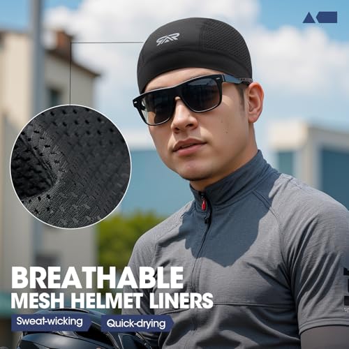 SUNMECI 2 Pcs Cooling Breathable Mesh Skull Cap for Men Women Lightweight Quick Dry Cycling Moto Helmet Hard Hat Liner2