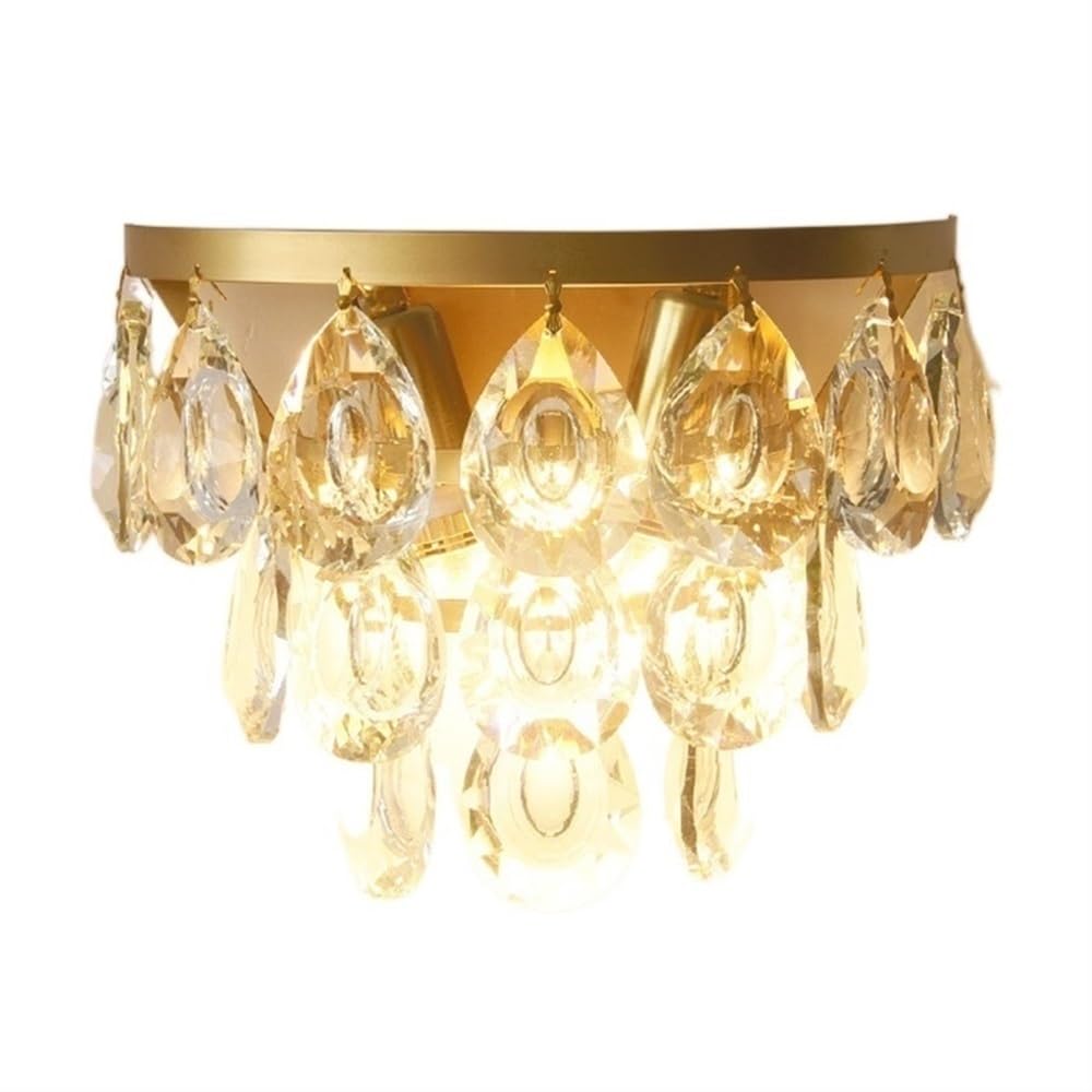 HPTHLY Indoor Wall Lights Fixtures Crystal Wall Lamps Brushed Brass Finish Vintage Wall Sconces For Bedroom Vanity Living Room Hallway & Bathroom Mirror Ligh(B)