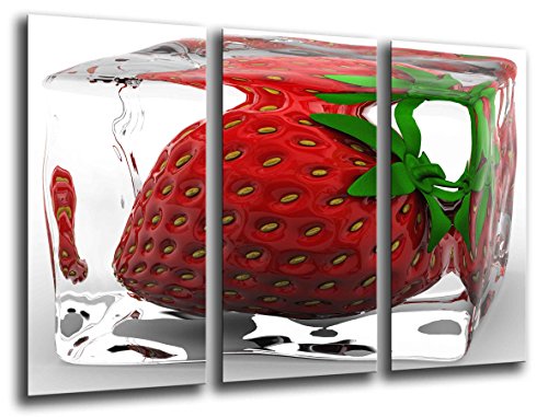 Cuadro Fotográfico Fresa Helada, Fruta Tamaño total: 97 x 62 cm XXL