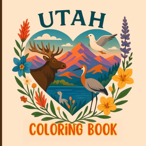 Utah Coloring Book – Easy & Relaxing Canyons, Mountain Landscapes, Wildlife, Birds & Wildflower Scenes for Kids, Teens & Adults | Cute Travel Gift for Utah Lovers image 2