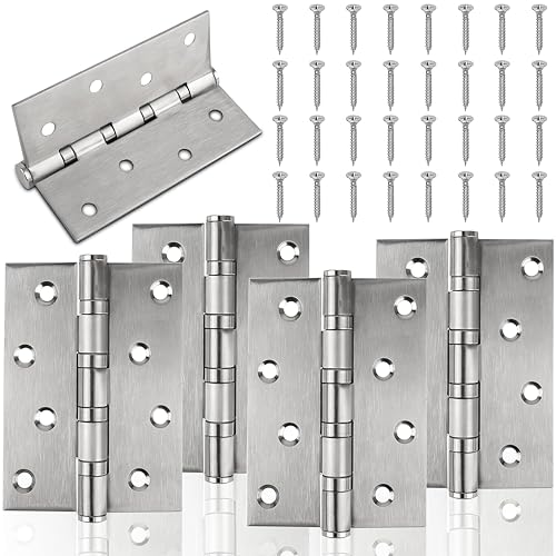 Rliocvhe 4 Bisagras Plegables de 100 mm x 73 mm, Bisagras de Acero Inoxidable Piano de Puerta de con 32 tornillos para puertas, Ventanas, Armarios
