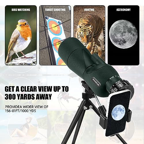 Image of 25-75X Spotting Scopes with Tripod, Zoom Waterproof BAK4 Prism Monocular Telescope for Bird Watching, Target Shooting, Wildlife, Hunting and Landscape, with Phone Adapter and Case
