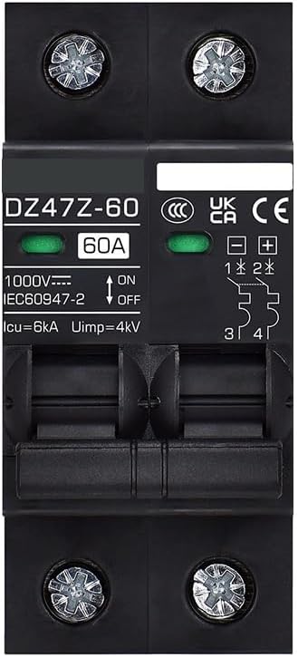 Solar DC Circuit Breaker DC1000V MCB Overload Protection Disconnect Switch 100A 120A 20A 25A 30A 40A 50A 60A Battery Protector(15A)