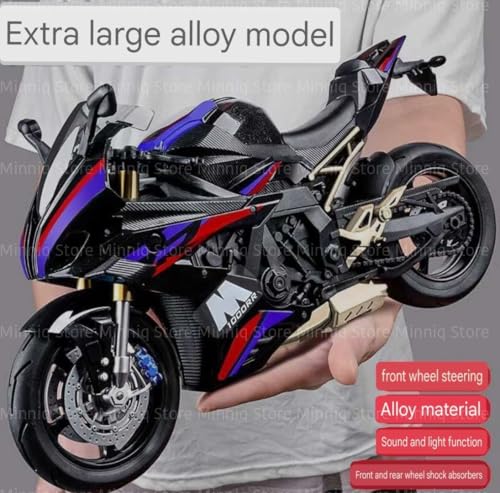 Image of Compatible for B-m-w S 1000RR Motorcycle DieCast Model, Suspension and Hand Free Roller, Toy Motorcycle Collection with Music Lighting Toy for Kids (B-M-W S 1000RR - Black)
