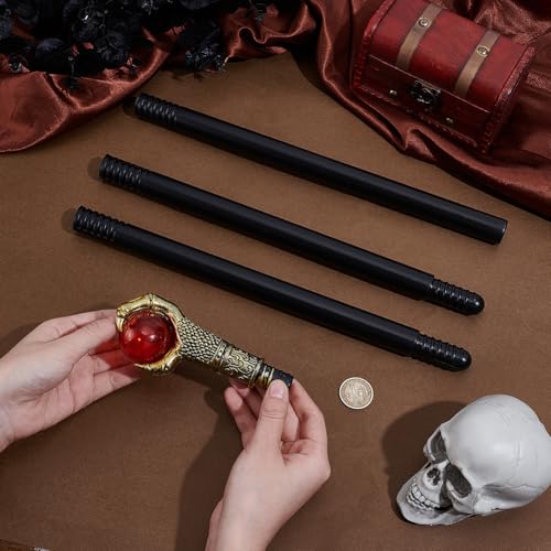 Image of GORGECRAFT Vintage Walking Stick Antique Cane Plastic Halloween Party Cosplay Scepter Gold Eagle Claw Red Ball Costume Cane Grasping King Wand Handle Knob Punk Prop for Themed Events Stage Shows