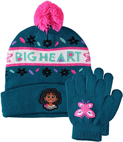 Disney Encanto Girls' 2-Piece Mirabel Butterfly Hat and Gloves Set (Blue)