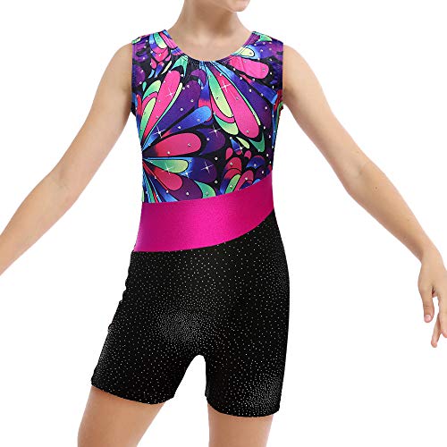 HOZIY Leotards for Girls Gymnastics Kids Children Biketard Snowflake Ribbon Blue Purple Hot Pink Sparkle