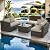 4 Piece Patio Furniture Set, All Weather Outdoor Rattan Wicker, Patio Sectional with Waterproof Cushions and Tempered Glass Coffee Table, outdoor furniture for Balcony, Backyard, Garden, Beige