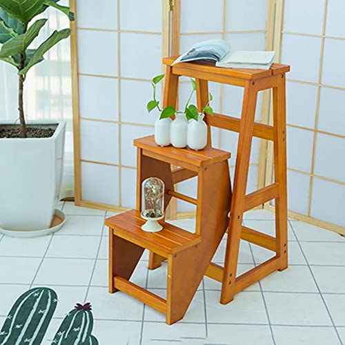 Taburete plegable de madera, silla de escalera multifuncional para biblioteca del hogar y cocina, taburete de escalada portátil, para un fácil acceso y apoyo