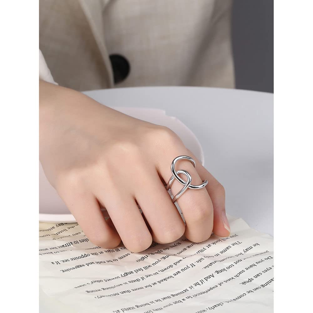 Anello In Argento 925 Da Donna,Anello A Croce Asimmetrico In Argento Sterling S925 Anelli Regolabili Anello Aperto Minimalista In Argento Anello Per Il Pollice Anello Eterno Fascino Di Nozze Gioiell