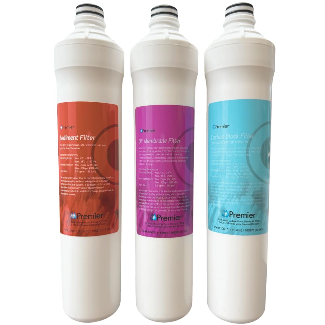 IPW Industries, Inc. - Watts Premier UF-3 Filter Kit - 3-Stage Ultra Filtration Replacement Filters for Under Sink Drinking Water Filtration System