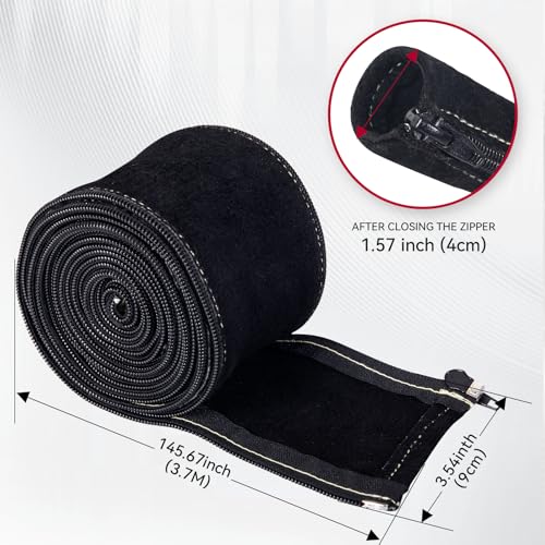 Image of ARCCAPTAIN TIG Welding Torch Cable Cover, MIG Plasma Tig Torch Cover Resistant Leather with Zipper 3.7M (12FT) Length (Pack of 2)