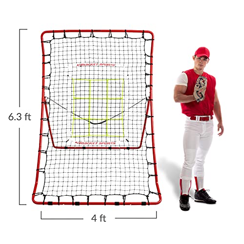 Rukket Pitch Back Baseball/Softball Rebounder Pro W/ 3 Progression Weighted Pitching Baseballs And Adjustable Pitching Target, Pitching And Throwing Practice Partner, Adjustable Angles #TOP2