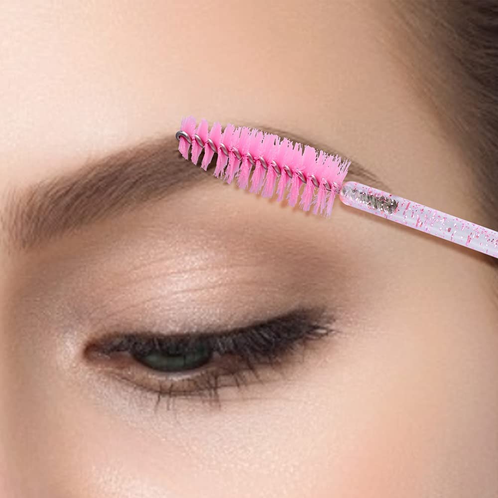 50PCS Crystal Mascara Wands Disposable Eyelash Eyebrow Spoolie Brush for Makeup Eyelash Extensions (Pink) : Beauty & Personal Care