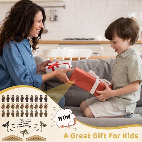 QMLING Waffen Militär Set für Figuren, 30 Mini Soldaten Figuren Spielzeug, Ww2 Armee Waffen Spielzeug Set, Ww2 Military Kit für Kinder Geschenke
