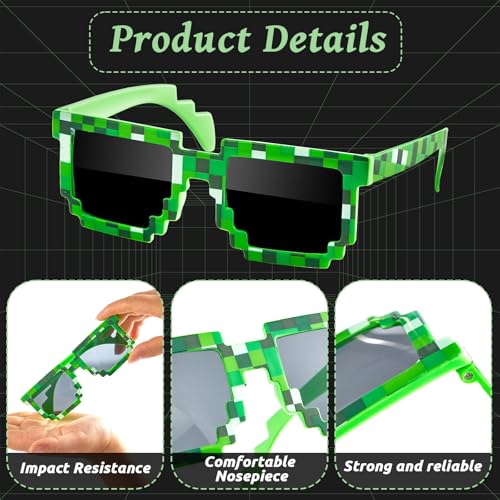 Pixel Sunglasses Colorful Pixelated Glasses for Adult Miner Party Favors Pixel Mosaic Glasses 2 Color3