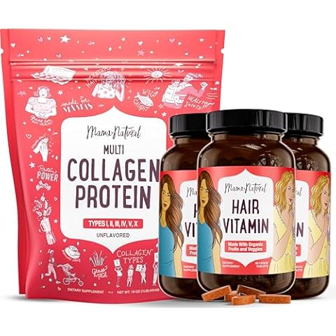 Buy 3 Hair Vitamins & Get 1 Multi Collagen Protein Free - Hair Growth & Collagen Bundle for Skin, Hair & Nails - Premium Hair Vitamins for Women Made with Organic Ingredients Cover