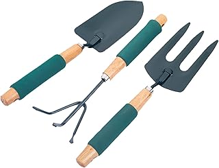 Mini juego de herramientas de jardín con pala de excavación para mini pala de jardín, ideal para jardín, juego de regalo para mujeres y hombres, color verde 3 piezas