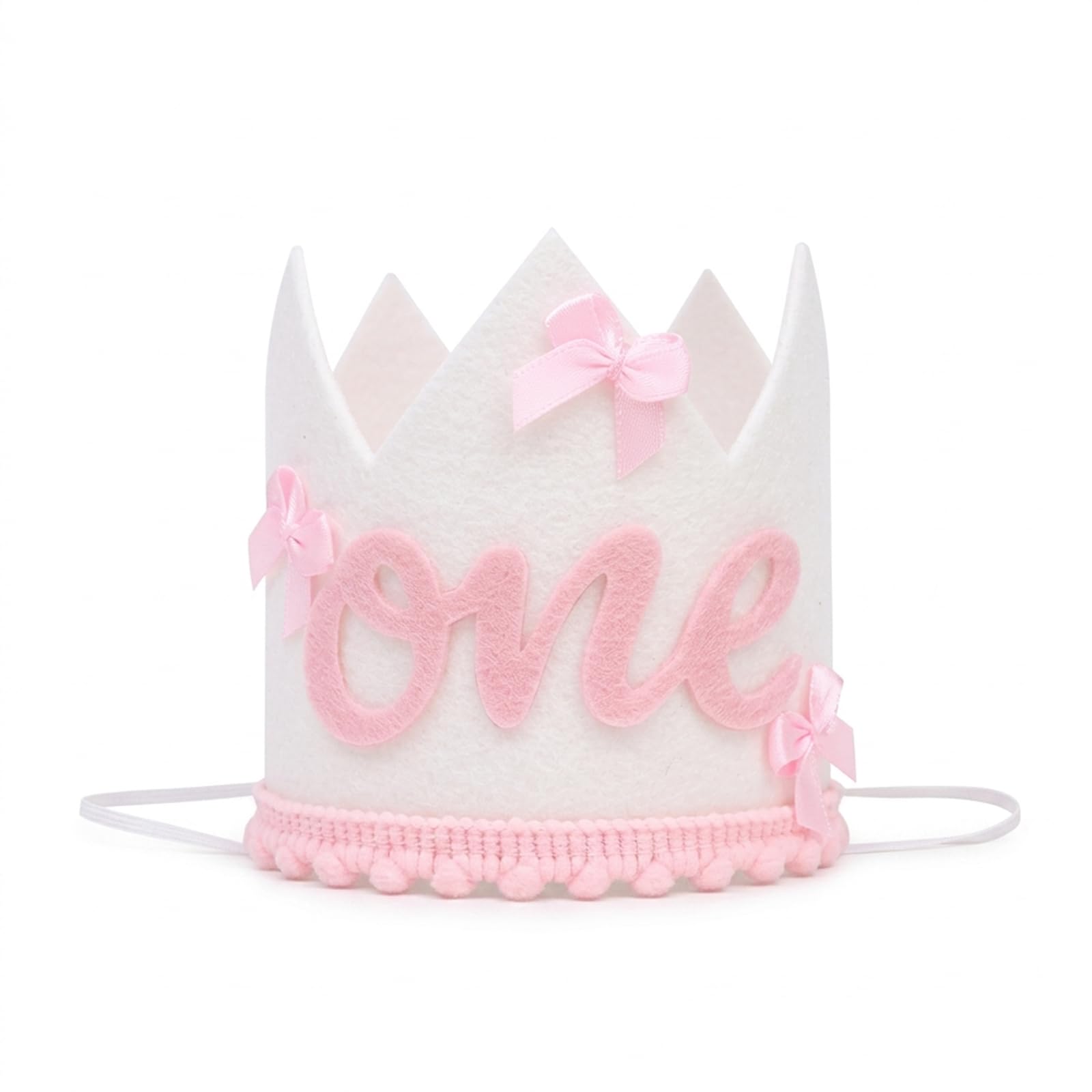 Cuixia First Birthday Crown Hat, Number One with Pink Bow, 1 Pcs