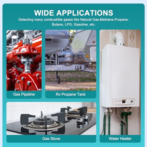 Kiprim Gasmelder Mit Verlängertem 40cm Schwanenhals, PPM Oder%LEL Echtzeit-Gaskonzentrationsanzeige, Tragbarer Erdgasprüfer Mit Akustischem Und Visuellem Alarm Für Zuhause Und Wohnmobil GD02