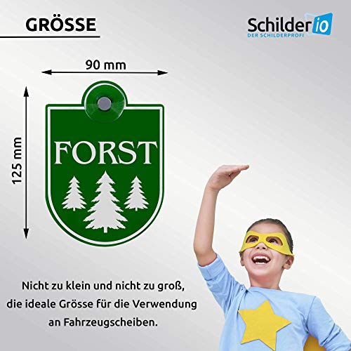 Schilderio Premium Saugnapfschild Schild Forst 3 mm Acrylglas ca.90x125 mm Forst Schild Auto mit 1x Saugnapf 30 mm Autoschild Forst zur Befestigung an Autoscheiben von innen