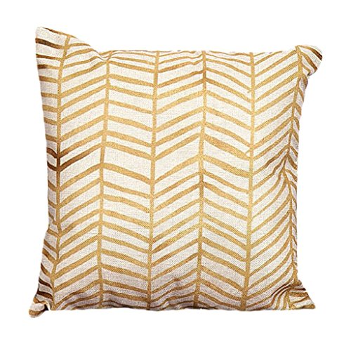 Canserin Pillowcase, Vintage Gold Stripe Cotton Linen Pillow Cases Sofa Waist Throw Cushion Cover Home Decor