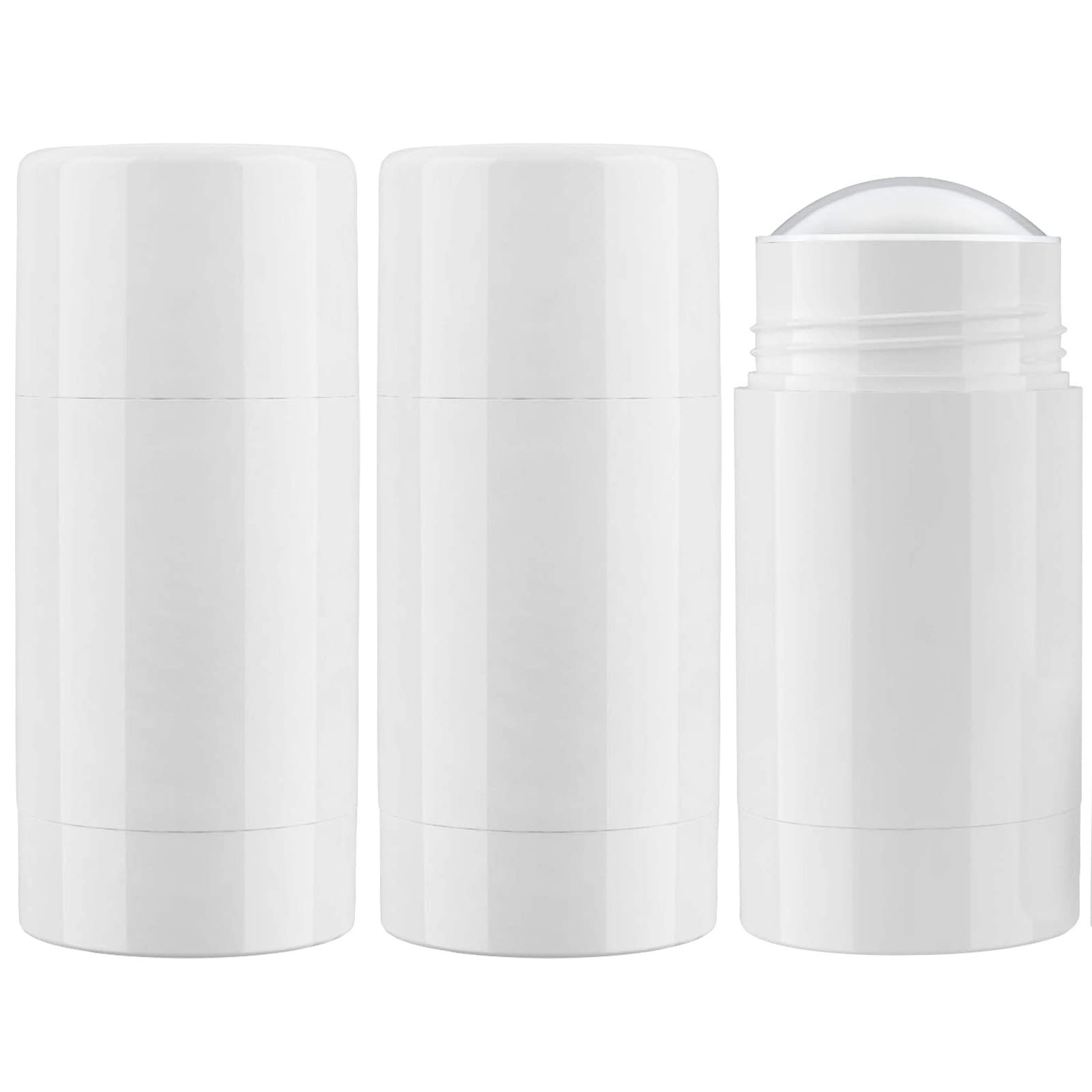 Tekson 2.5oz Empty Refillable Deodorant Containers, 3PCS Twist-UP Containers Tubes, Empty Balm Travel for Lotion Stick(White)