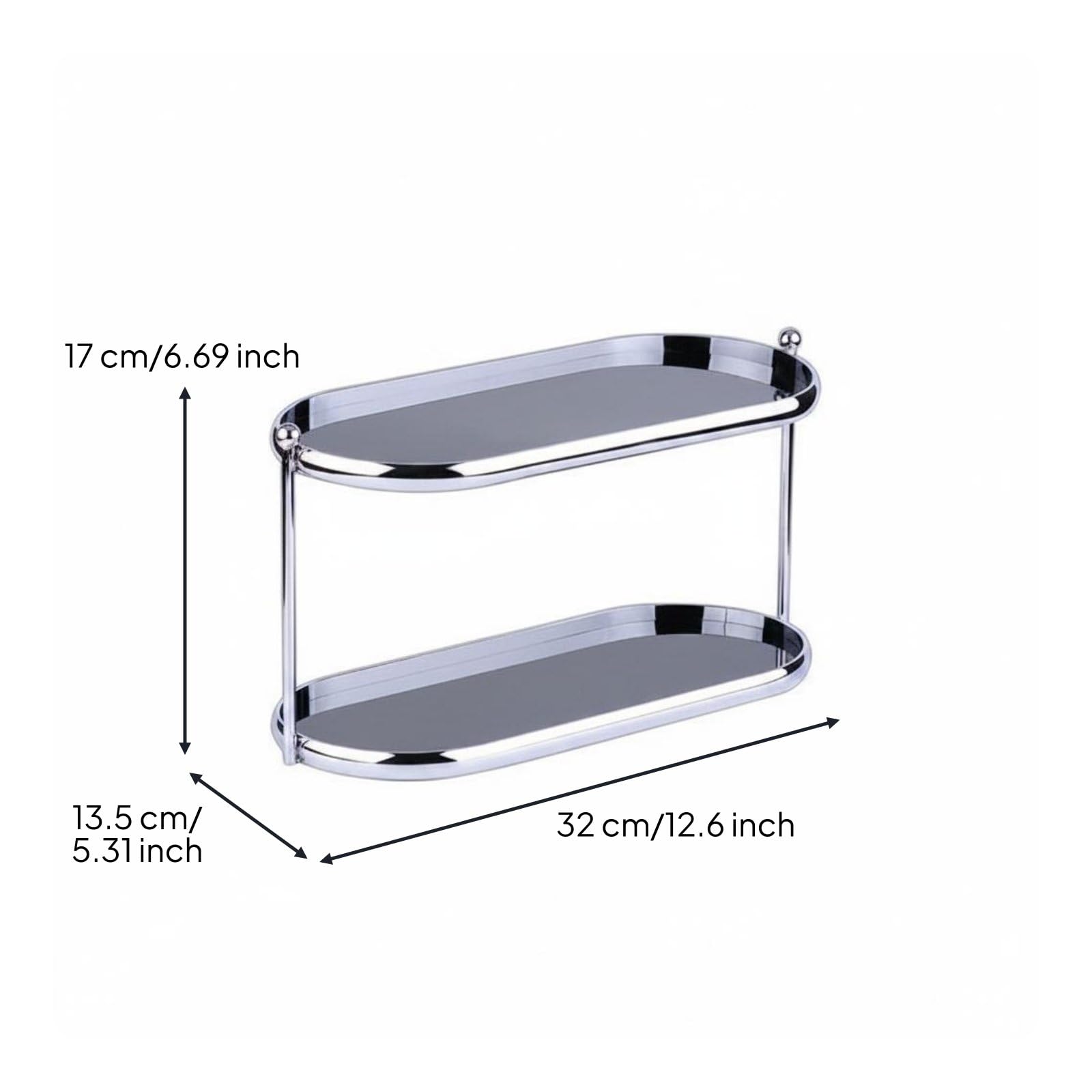 Organizador de Cosméticos Soporte para Maquillaje Estante Acrílico Bandeja de Perfume Organizador Vertical Adecuado para Tocador Mesa Habitación Principal, Plateado Y Crema, Dos Niveles