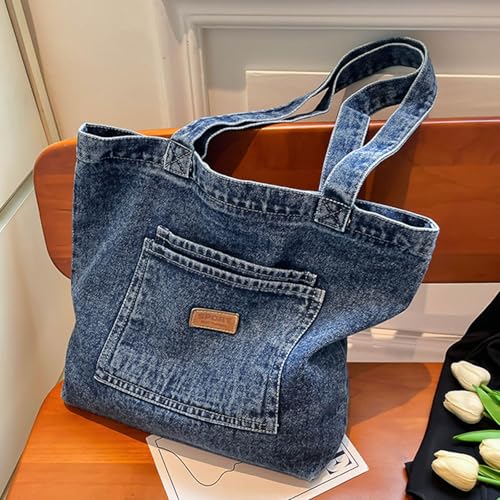 Bolsa Tote de Denim para Mujer y Hombre, Grande, Retro miniatura 2