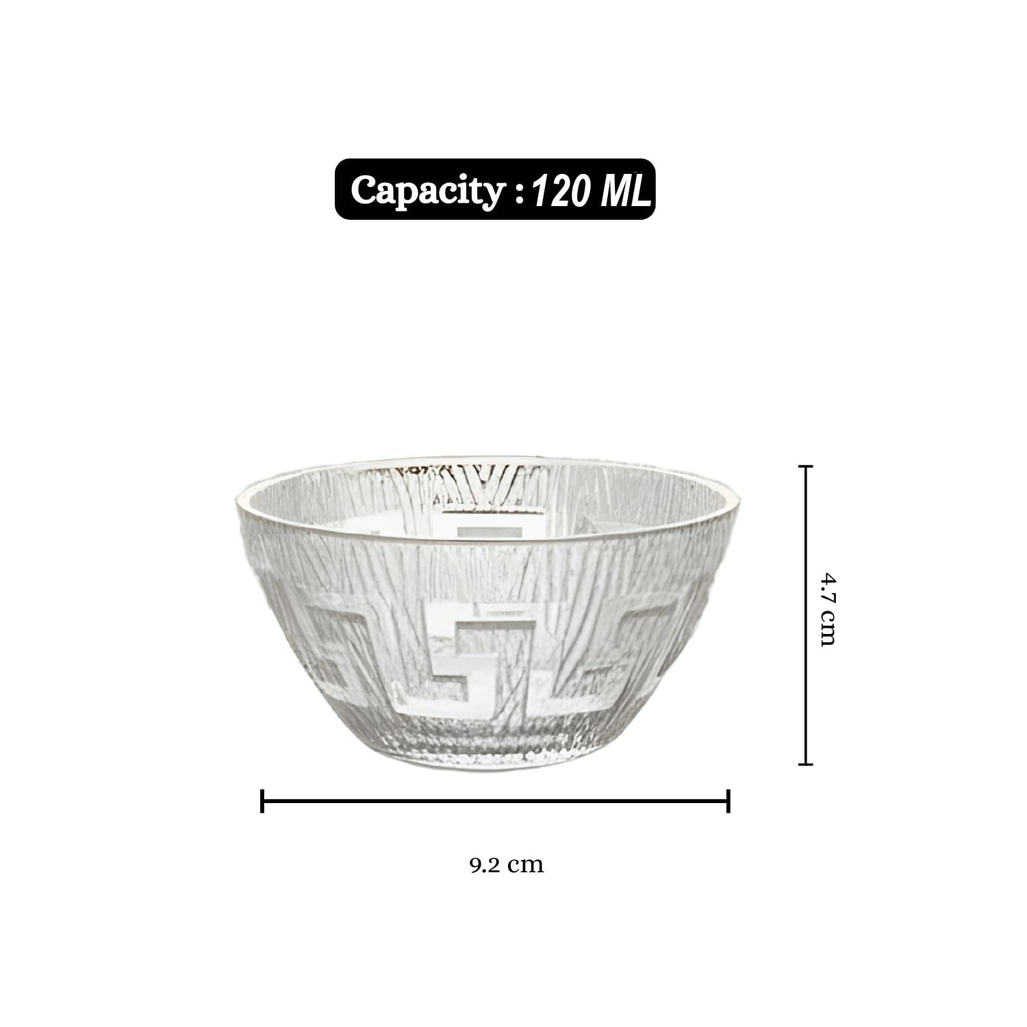 AYUTAS 120ml Glass Bowl Set of 12 with Geometric Pattern | Serving Glass Bowls | Perfect for Dessert, Snacks, Ice Cream, Salad, Dipping, Puddings, Soup | Freezer, Dishwasher Safe 1