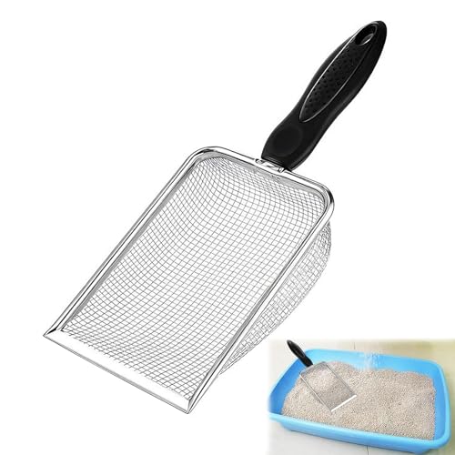 Haluway Stainless Steel Fine Mesh Litter Scoop - Sturdy Metal Cat Litter Shovel & Reptile Sand Sifter, Easy-to-Clean Waste Cleaner for Cat Litter-Box, Reptile Terrarium, Amphibious Aquarium - Image 8