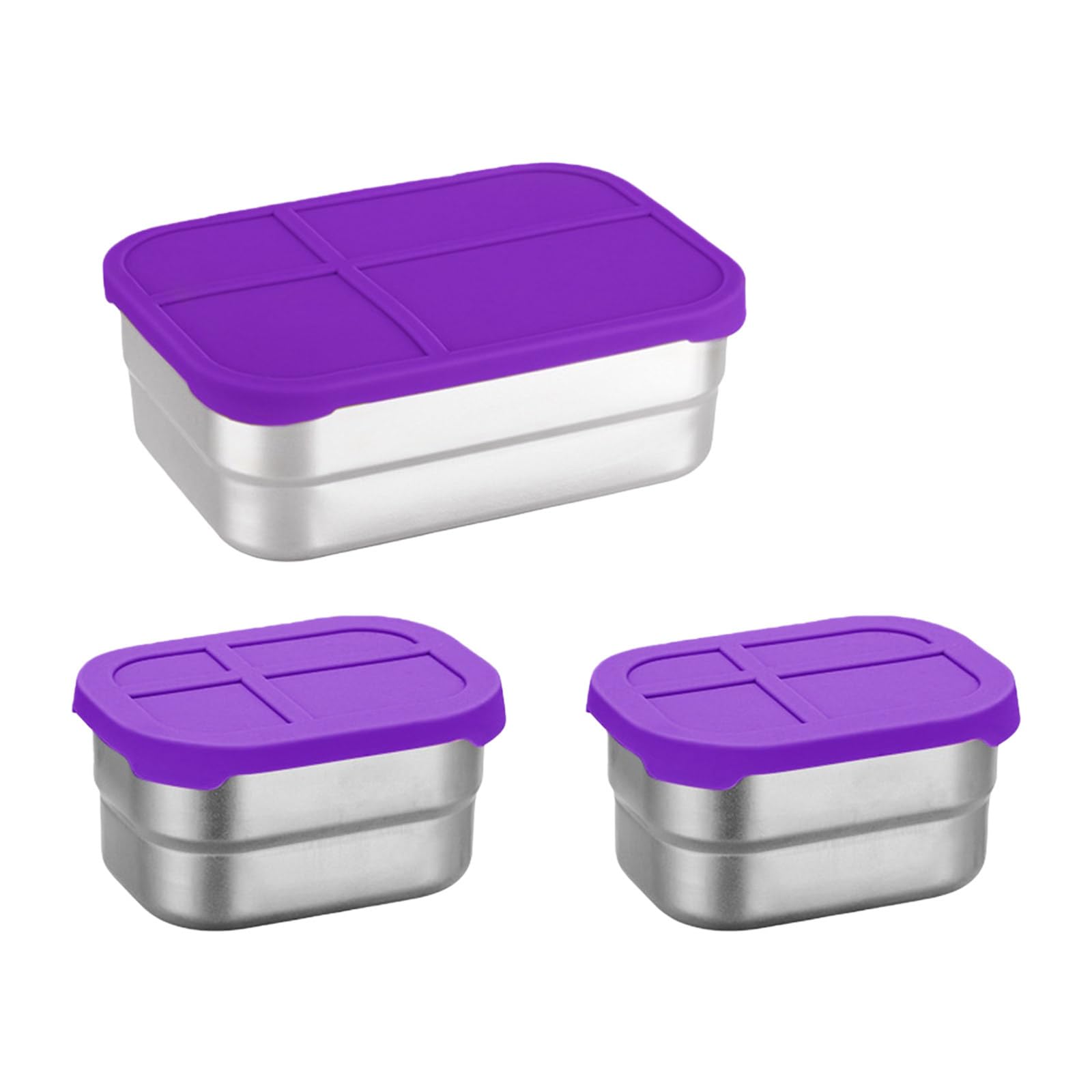 Tsophreniq 3Pieces Nonrust Steel Kitchen Container Silicone Lid Included Leak Proof Microwave Safe for Home and Nonrust Lunch Box