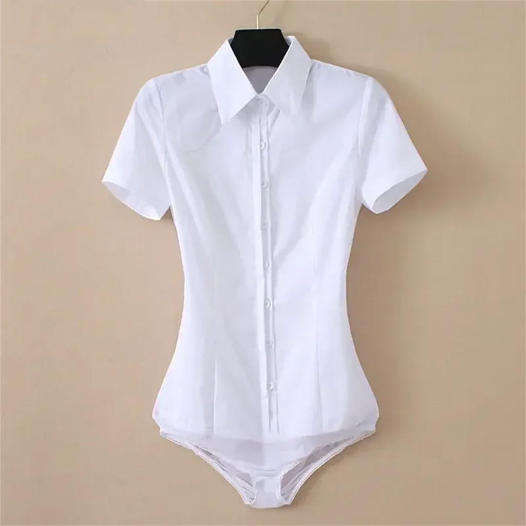 Hndudnff Body da donna a maniche corte, camicie da ufficio, abbigliamento da lavoro, camicette formali, camicette con colletto