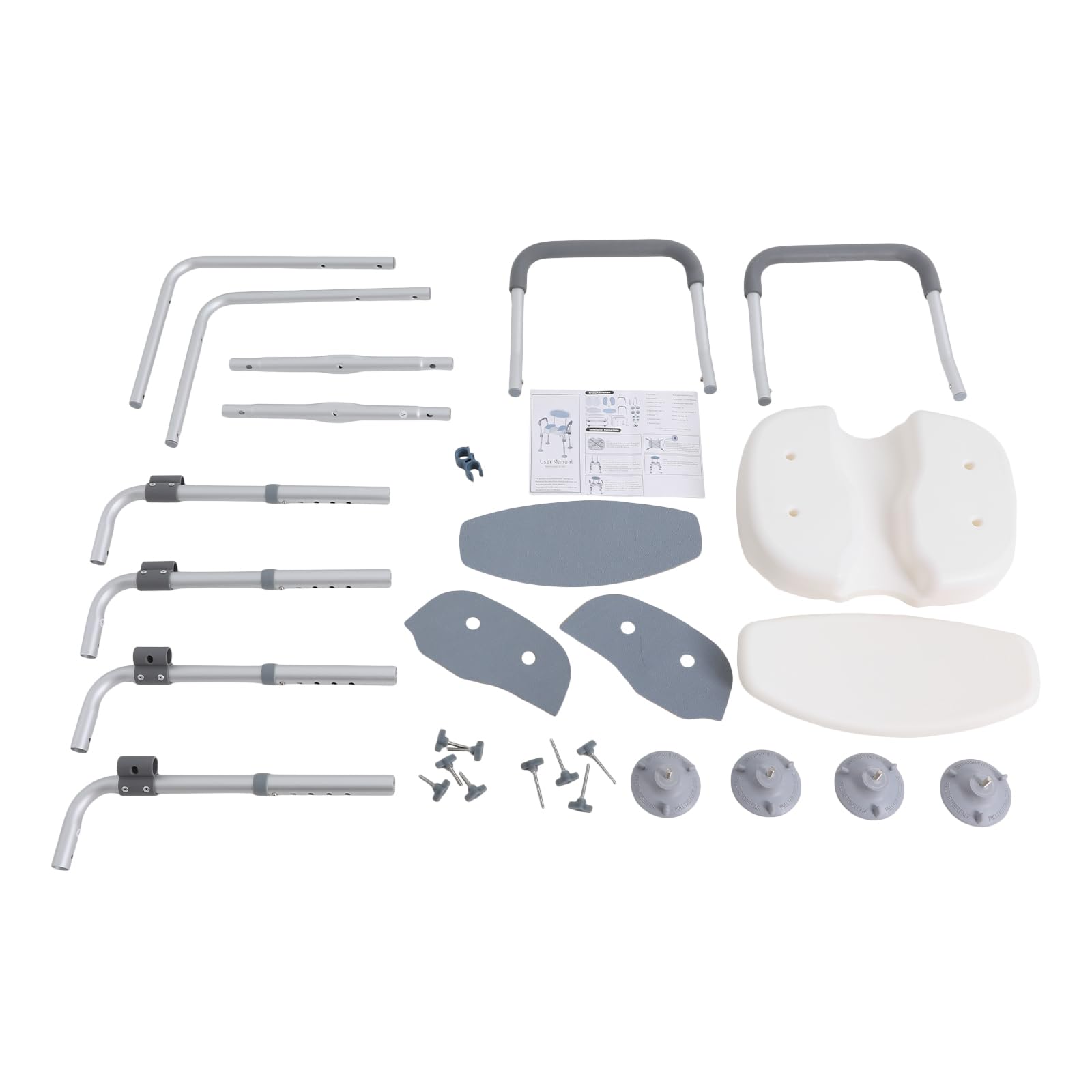 Silla de ducha para personas mayores y embarazadas, taburete de ducha con reposabrazos y respaldo, altura regulable, ayuda de ducha de aluminio, taburete de baño con ranuras y pies antideslizantes