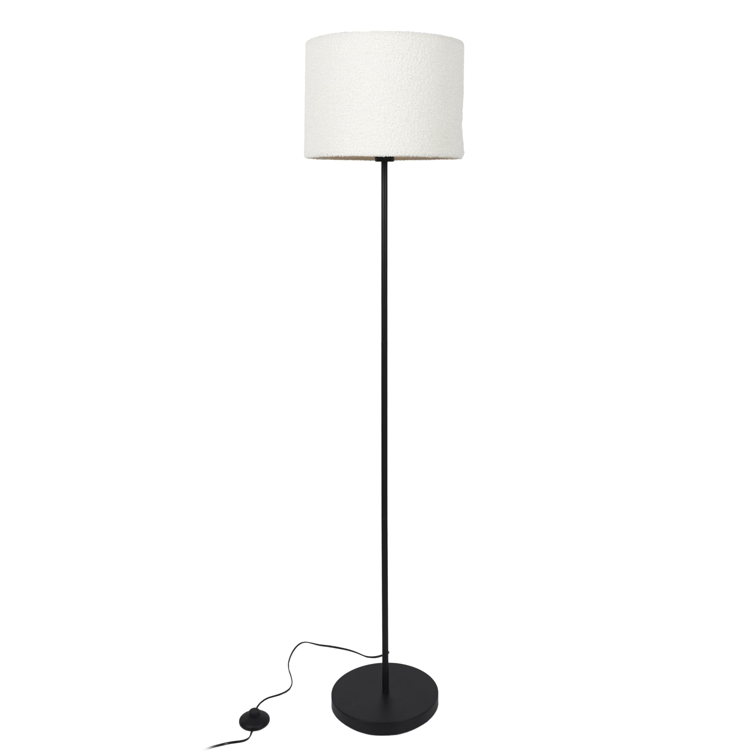 HOME DECO FACTORY, LA0084, Lampa podłogowa z kloszem Bouclette M1, nowoczesny i elegancki design, idealna do salonu lub sypialni, łatwa instalacja, energooszczędna, rozmiar M, kolor czarno-biały