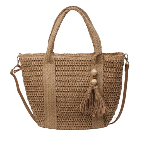 Bolso bandolera de paja tejido a mano para mujer miniatura 1