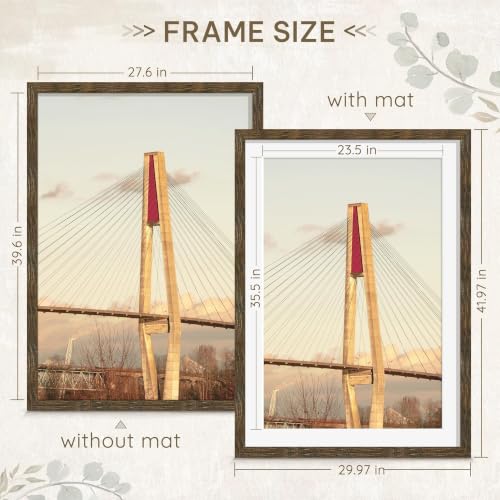 Image of Picrit 28x40 Rustic Brown Poster Frame, Picture Frame for Wall, 3 Pack