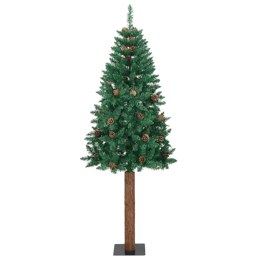 Smukła choinka z 300 diodami LED, stabilna podstawa, zielona, 180 cm, dekoracyjna, oświetlona, zajmuje mało miejsca, do użytku wewnątrz i na zewnątrz, idealna do świątecznych dekoracji